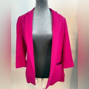 Express Hot Pink Open Front Blazer Women Structured Career Statement Jacket